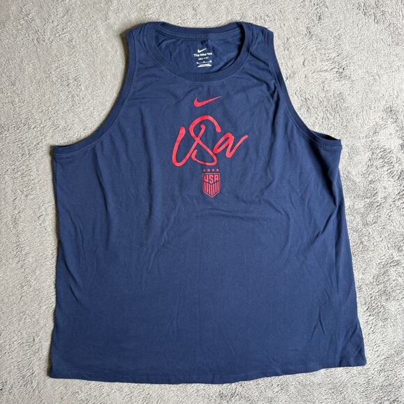 USWNT Women's Nike Dri-FIT USA Soccer Tank Top XL NWOT Blue Shirt Sleeveless - Picture 1 of 4